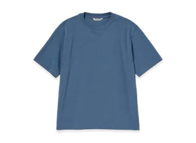 AURALEE Women's High Gauge Cotton Jersey Tee "Dusty Blue"