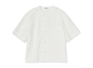 AURALEE Garment-Dyed Finx Shuttle Weather Half Sleeved Shirt "White"