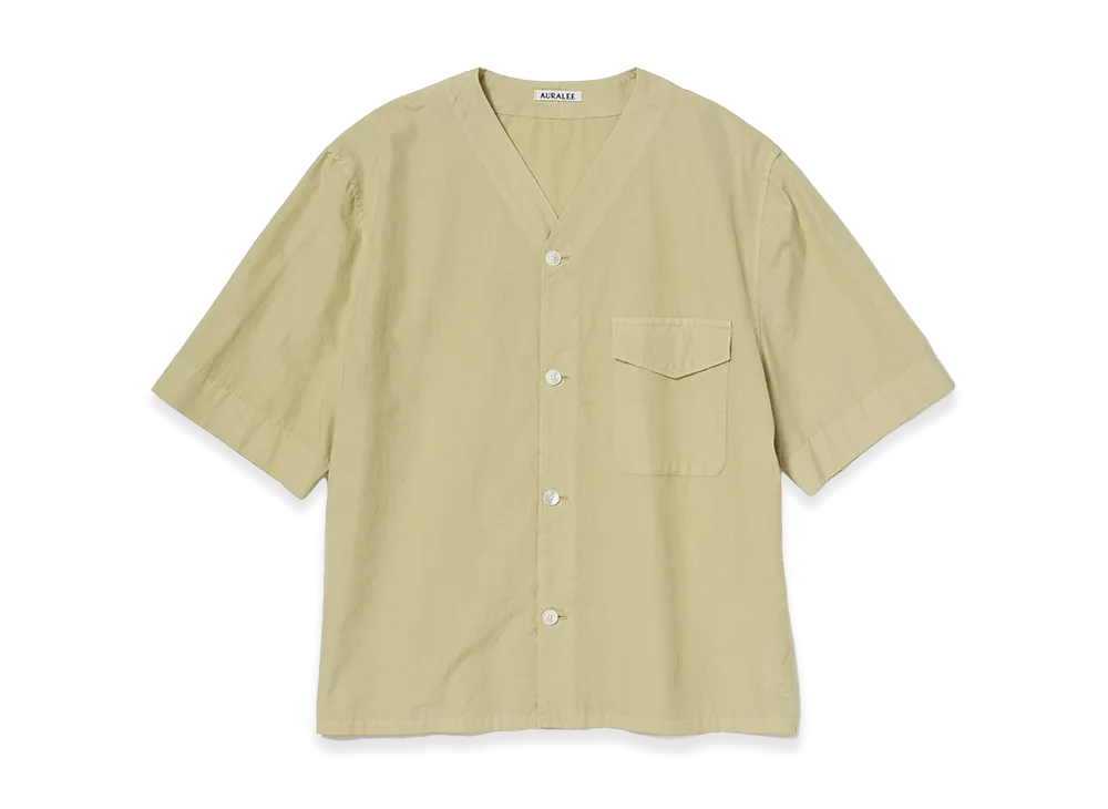 AURALEE Garment-Dyed Finx Shuttle Weather Half Sleeved Shirt "Khaki Beige"