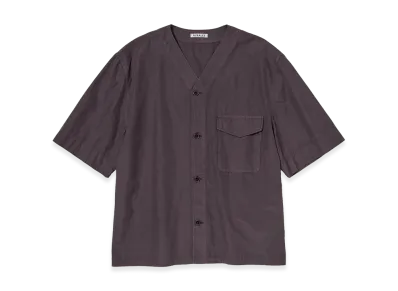 AURALEE Garment-Dyed Finx Shuttle Weather Half Sleeved Shirt "Dark Brown"