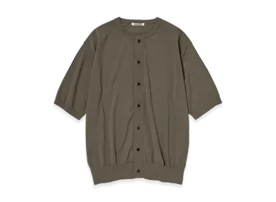 AURALEE Giza High Gauge Knit Half Sleeved Cardigan "Olive Gray"