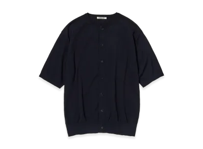 AURALEE Giza High Gauge Knit Half Sleeved Cardigan "Dark Navy"