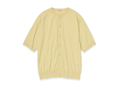 AURALEE Giza High Gauge Knit Half Sleeved Cardigan "Yellow Beige"