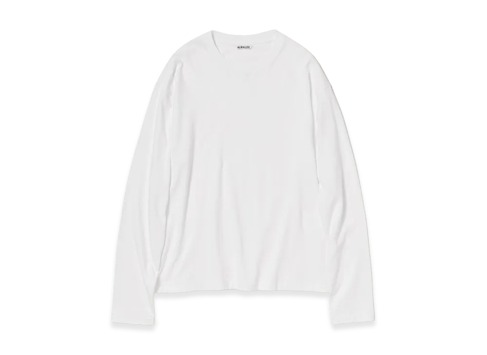 AURALEE Brushed Organic Cotton Jersey L/S Tee "White"