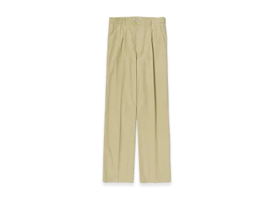 AURALEE Garment-Dyed Finx Shuttle Weather One-Tuck Slacks "Khaki Beige"