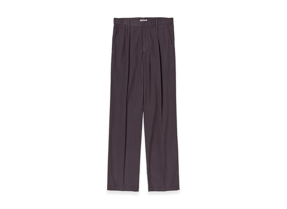 AURALEE Garment-Dyed Finx Shuttle Weather One-Tuck Slacks "Dark Brown"