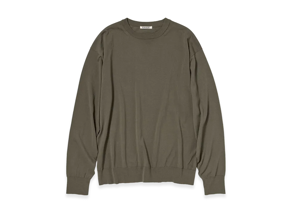 AURALEE Giza High Gauge Knit P/O "Olive Gray"