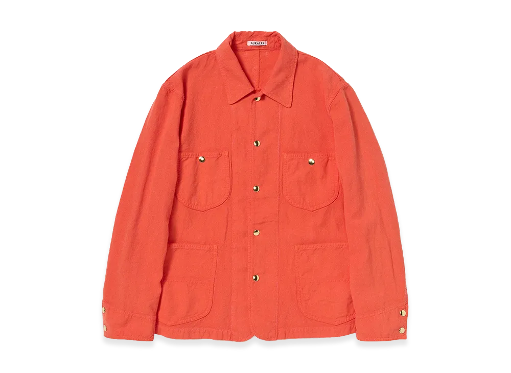 AURALEE Wool Cotton Linen OX Work Jacket "Red Orange"