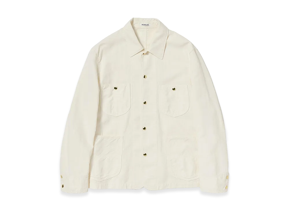 AURALEE Wool Cotton Linen OX Work Jacket "Off White"