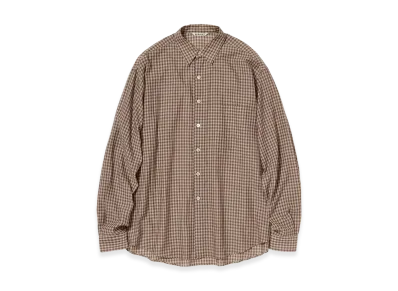 AURALEE Airy Light Cotton Check Big Shirt "Brown Gingham Check"