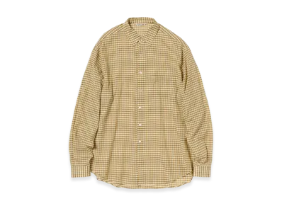 AURALEE Airy Light Cotton Check Big Shirt "Mustard Gingham Check"