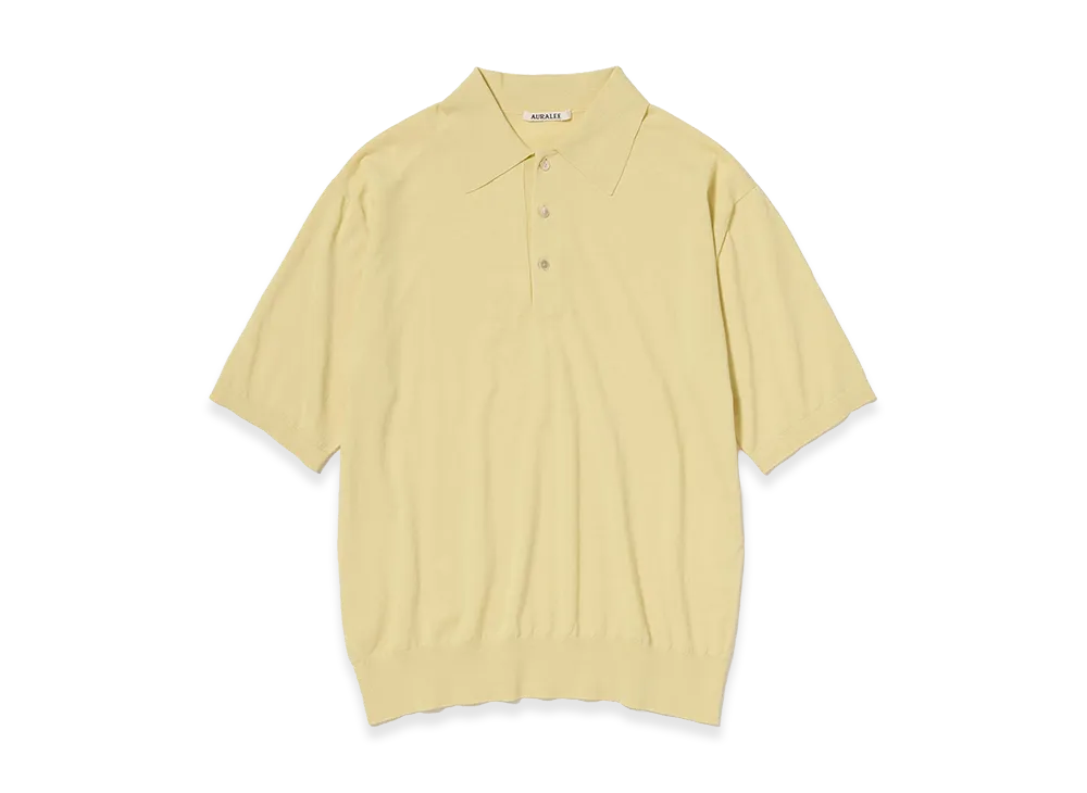 AURALEE Giza High Gauge Knit Polo "Yellow Beige"