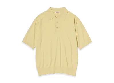 AURALEE Giza High Gauge Knit Polo "Yellow Beige"