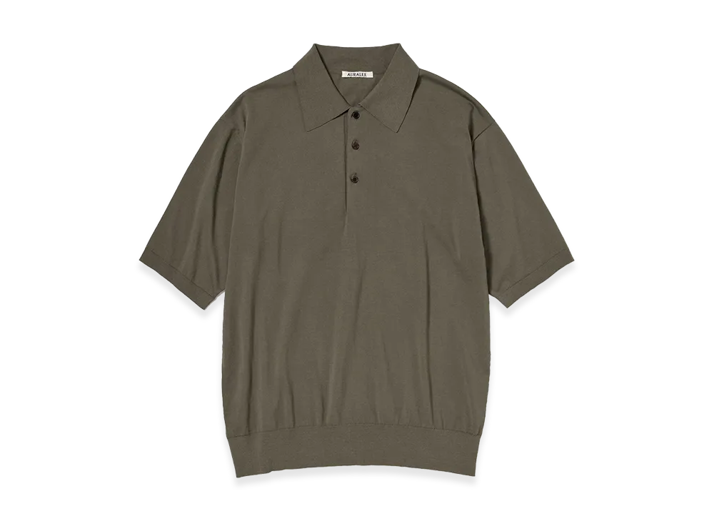AURALEE Giza High Gauge Knit Polo "Olive Gray"