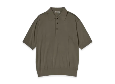 AURALEE Giza High Gauge Knit Polo "Olive Gray"