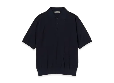 AURALEE Giza High Gauge Knit Polo "Dark Navy"