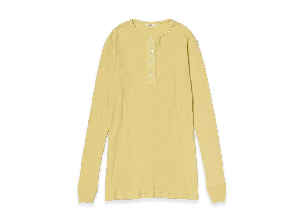 AURALEE Organic Soft Rib Henley Neck P/O "Dusty Yellow"
