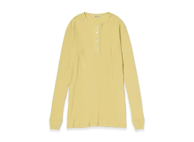 AURALEE Organic Soft Rib Henley Neck P/O "Dusty Yellow"