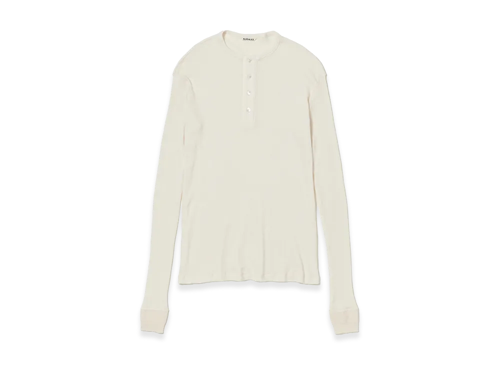 AURALEE Organic Soft Rib Henley Neck P/O "Ivory"