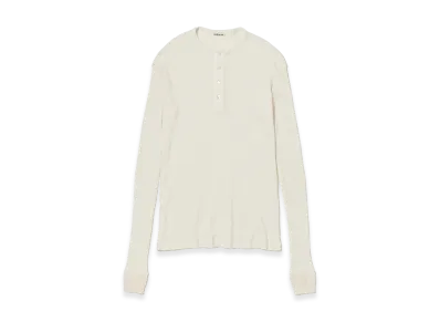 AURALEE Organic Soft Rib Henley Neck P/O "Ivory"