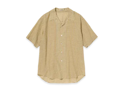 AURALEE Airy Light Cotton Check Half Sleeved Shirt "Mustard Gingham Check"