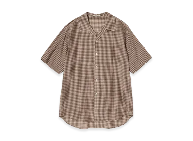AURALEE Airy Light Cotton Check Half Sleeved Shirt "Brown Gingham Check"