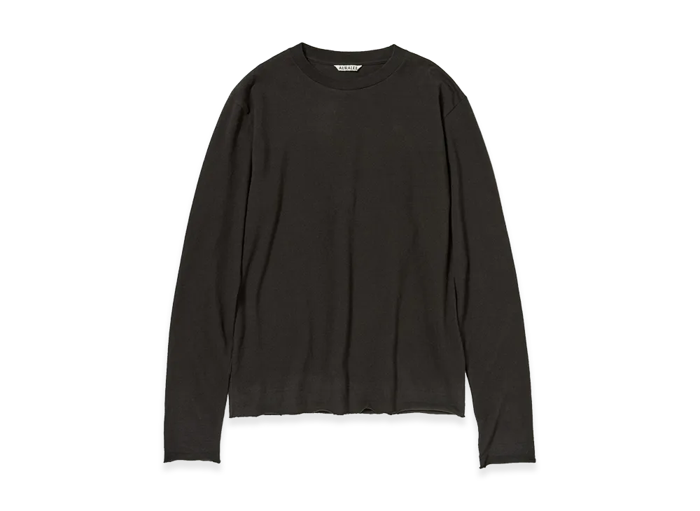 AURALEE Women's Brushed Organic Cotton Jersey L/S Tee "Ink Black"
