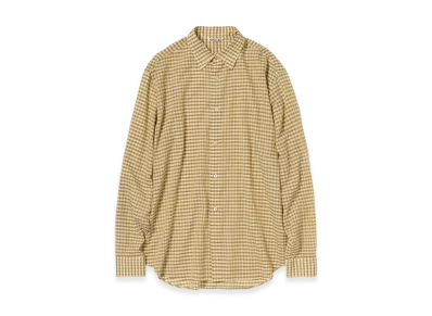 AURALEE Women's Airy Light Cotton Check Shirt "Mustard Gingham Check"