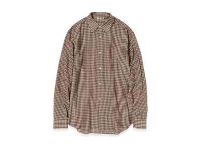 AURALEE Women's Airy Light Cotton Check Shirt "Brown Gingham Check"