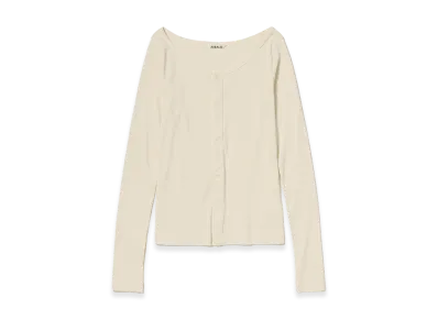 AURALEE Women's Organic Cotton Fine Rib Cardigan "Ivory"