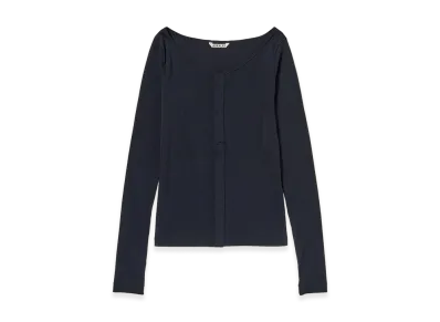 AURALEE Women's Organic Cotton Fine Rib Cardigan "Dark Navy"