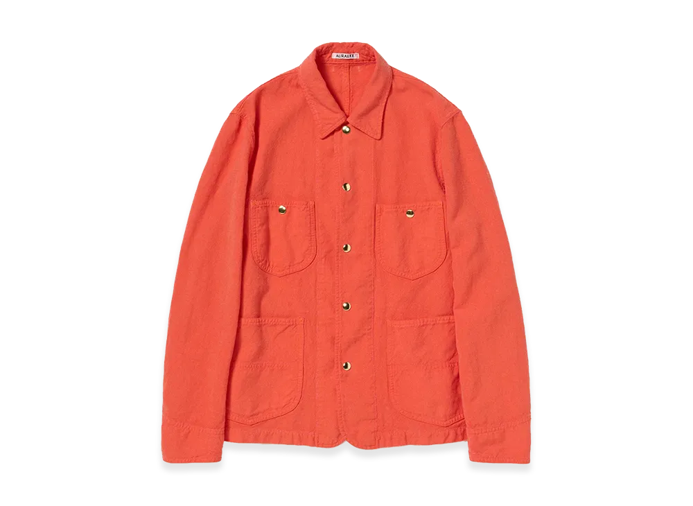 AURALEE Women's Wool Cotton Linen Ox Work Jacket "Red Orange"