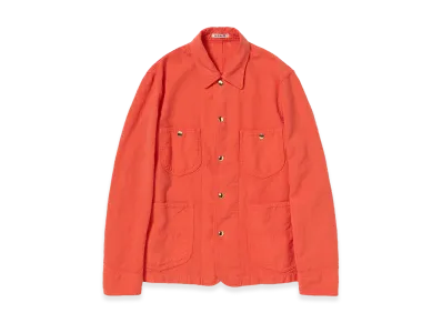 AURALEE Women's Wool Cotton Linen Ox Work Jacket "Red Orange"