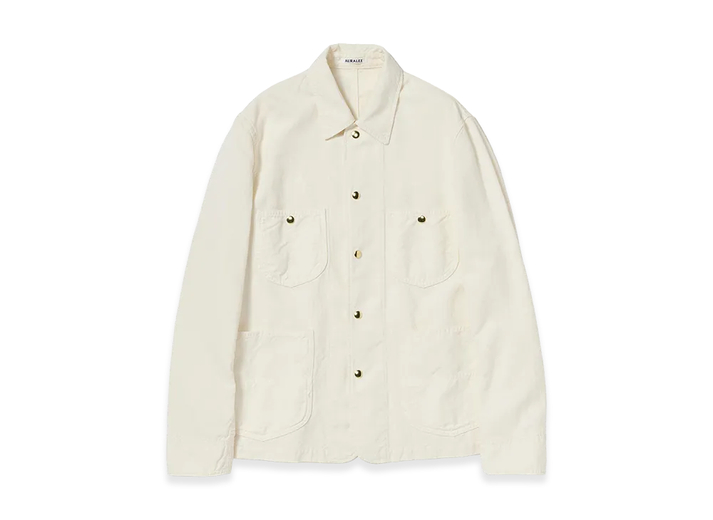 AURALEE Women's Wool Cotton Linen Ox Work Jacket "Off White"