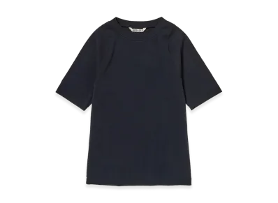 AURALEE Women's Organic Cotton Fine Rib Tee "Dark Navy"