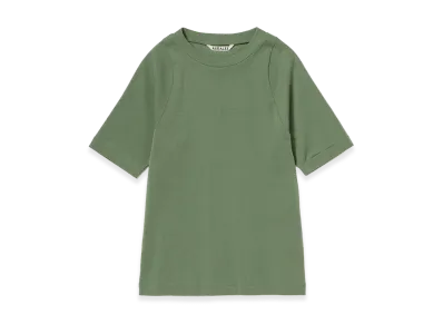 AURALEE Women's Organic Cotton Fine Rib Tee "Sage Green"