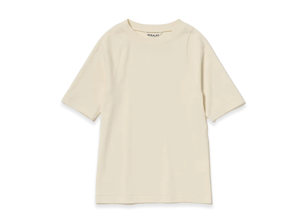 AURALEE Women's Organic Cotton Fine Rib Tee "Ivory"