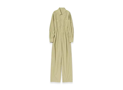 AURALEE Women's Garment-Dyed Finx Shuttle Weather Jumpsuit "Khaki Beige"