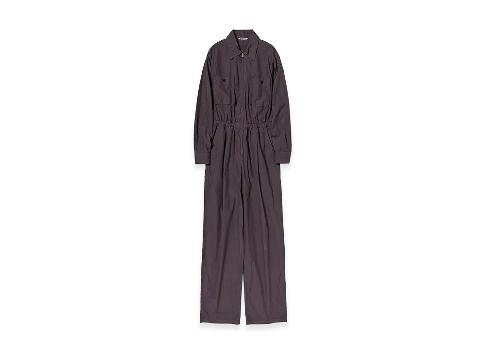 AURALEE Women's Garment-Dyed Finx Shuttle Weather Jumpsuit "Dark Brown"