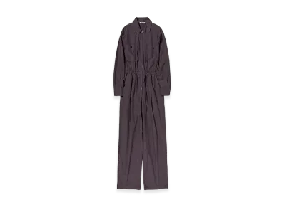 AURALEE Women's Garment-Dyed Finx Shuttle Weather Jumpsuit "Dark Brown"