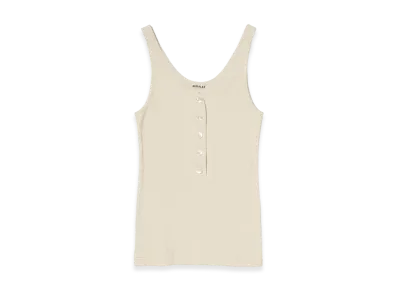 AURALEE Women's Organic Cotton Fine Rib Tank "Ivory"