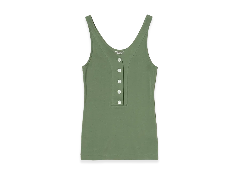 AURALEE Women's Organic Cotton Fine Rib Tank "Sage Green"