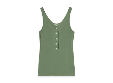 AURALEE Women's Organic Cotton Fine Rib Tank "Sage Green"