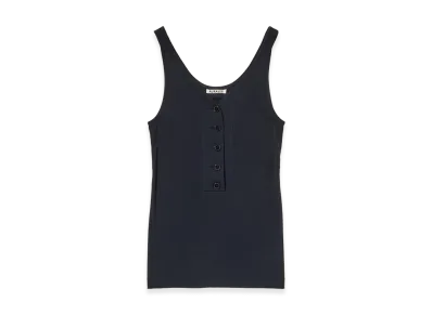 AURALEE Women's Organic Cotton Fine Rib Tank "Dark Navy"