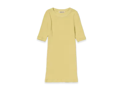AURALEE Women's Organic Soft Rib Tee "Dusty Yellow"