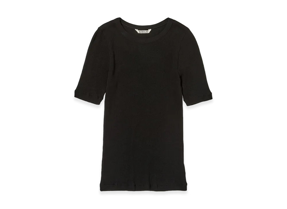 AURALEE Women's Organic Soft Rib Tee "Black"