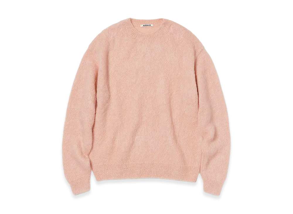AURALEE Brushed Super Kid Mohair Knit P/O "Pink Beige"
