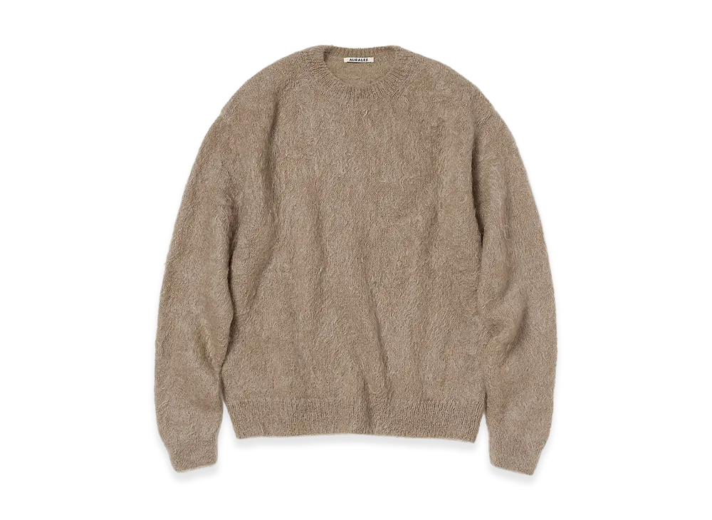 AURALEE Brushed Super Kid Mohair Knit P/O "Gray Beige"