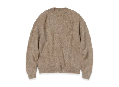 AURALEE Brushed Super Kid Mohair Knit P/O "Gray Beige"