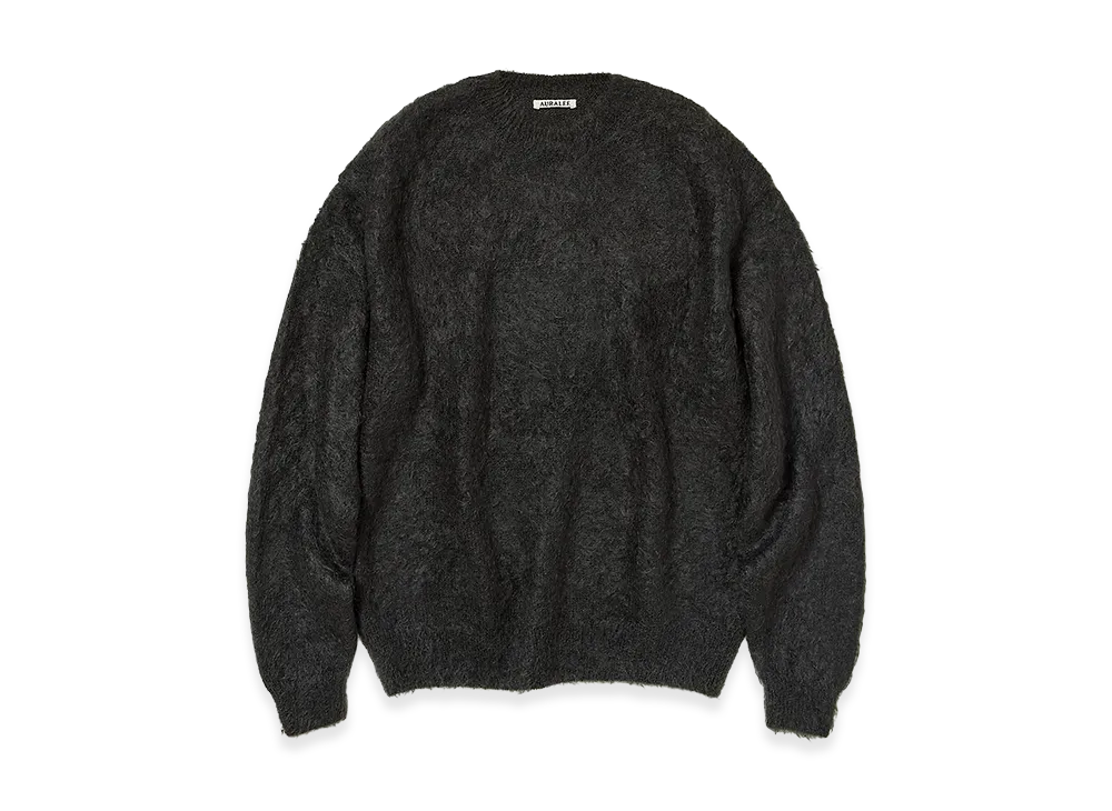 オーラリー ブラッシュド スーパー キッド モヘア ニット P/O "インクブラック"